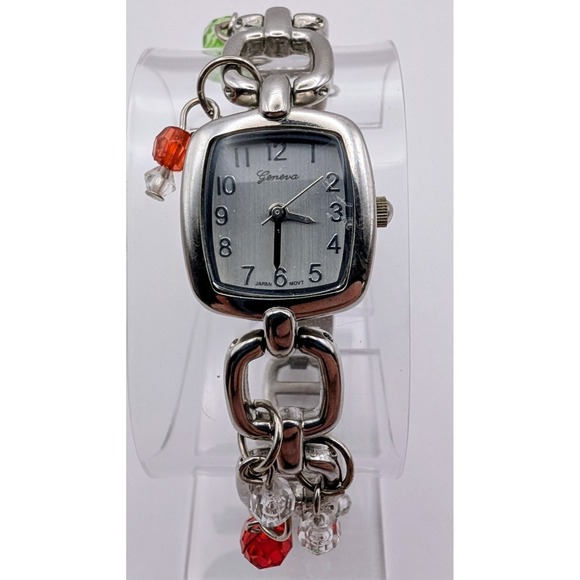 Geneva Accessories - Geneva Woman Watch Silver Links W/ Beads Band New Battery‎